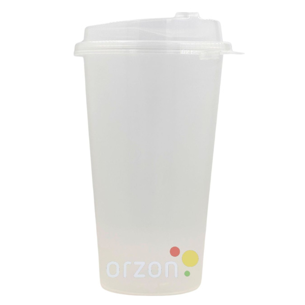 Одноразовая посуда Стакан с крышкой (500 мл). "Zeromax" Bubble  цвет: прозрачный (в 1 упаковке 15 шт)