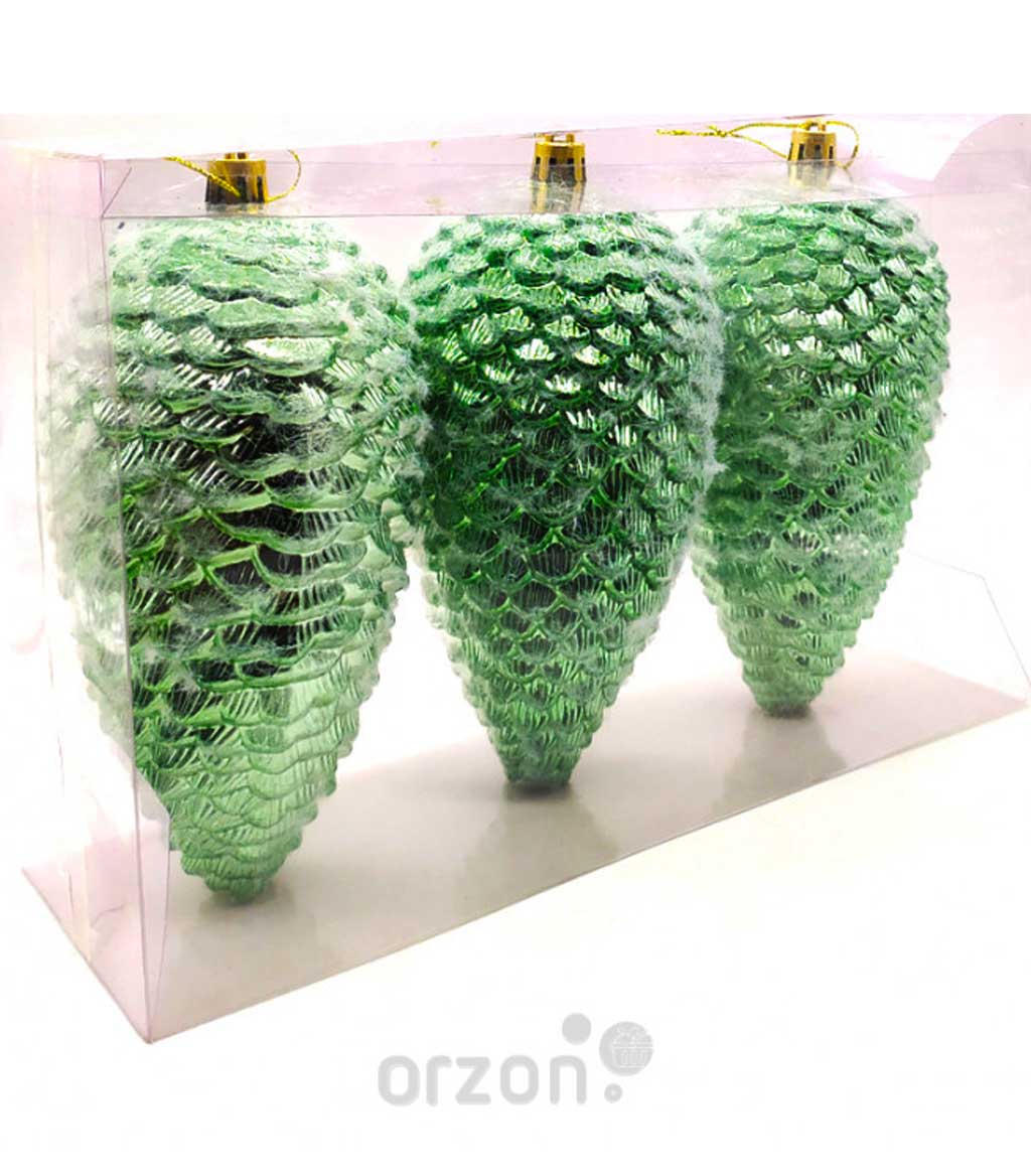 Игрушки на Ёлку (8) Шишки больш. размер Зелёные 3 игрушек от интернет магазина Orzon.uz