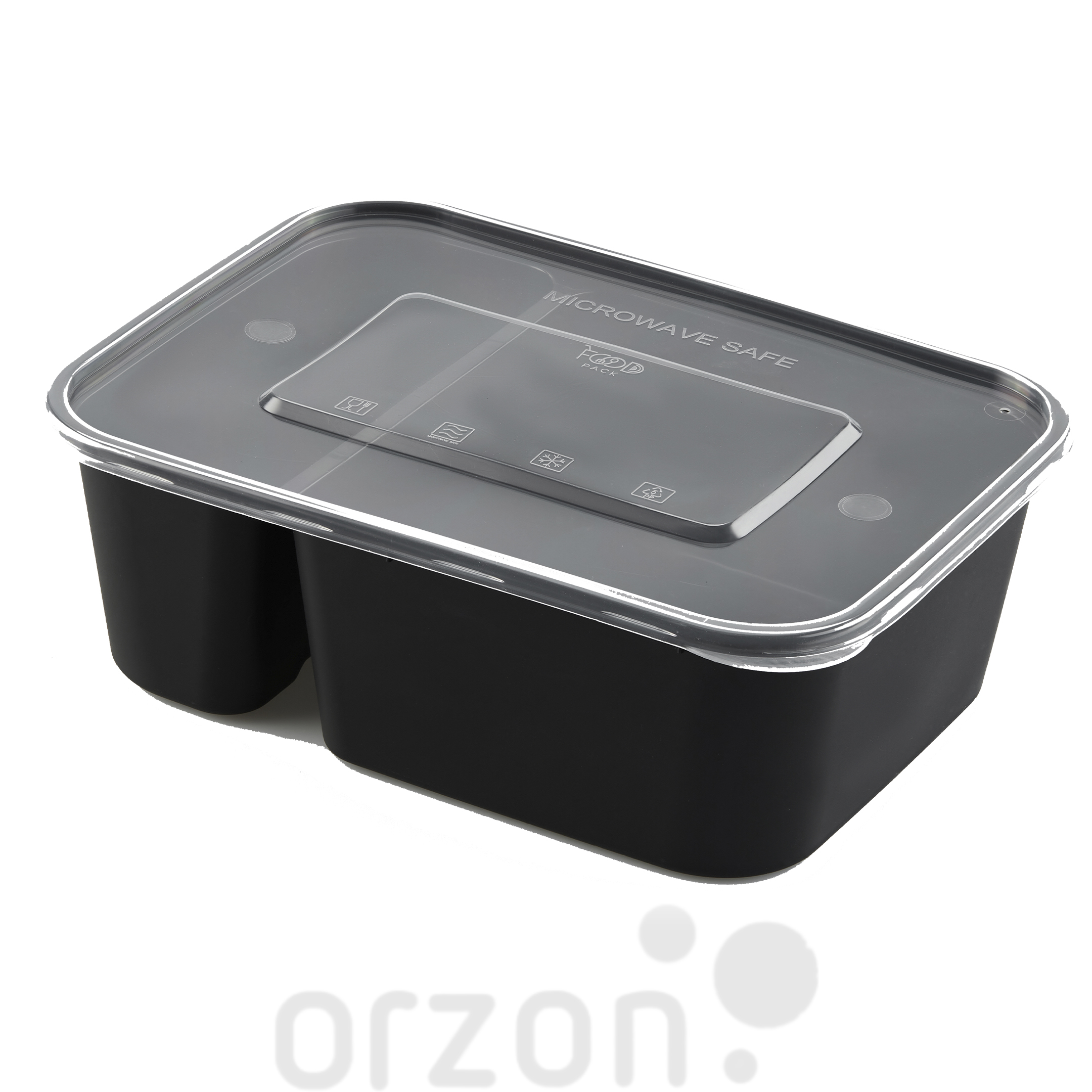 Одноразовая посуда Контейнер 2-х секционный с крышкой (900 мл) Food pack . Цвет: черный ( в 1 упаковке 10 шт)