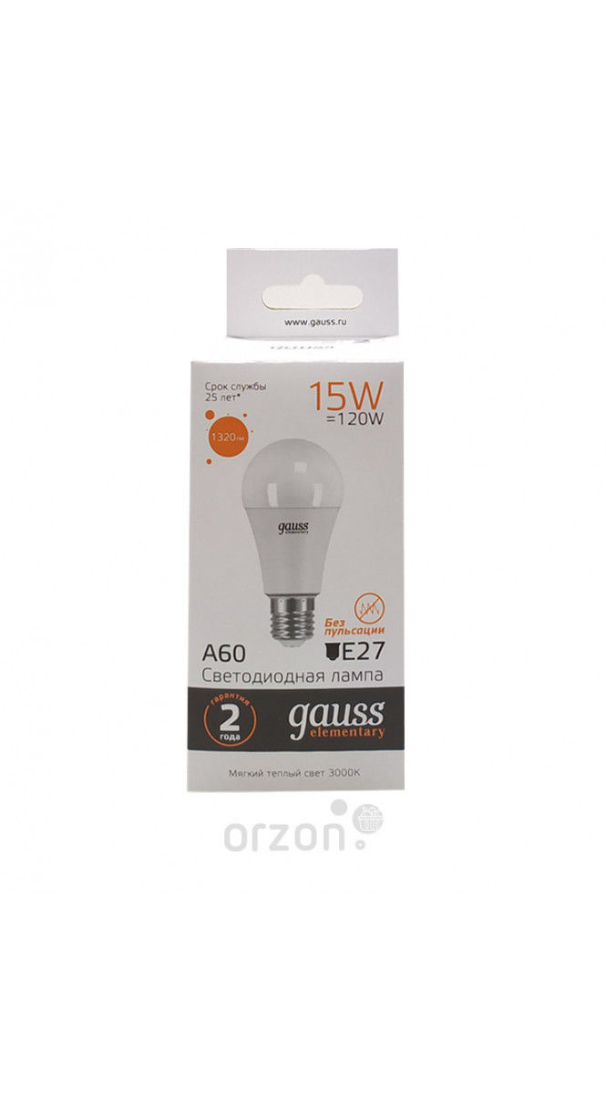 Лампочка "Gauss" LED Elementary A60-15W  (Мягкий тёплый свет)