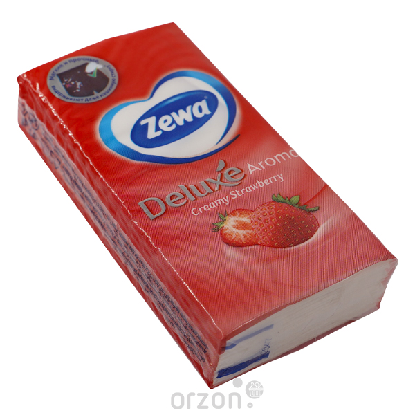 Носовые платочки Zewa" Delux 3 слоя Клубника 10 шт от интернет магазина Orzon.uz