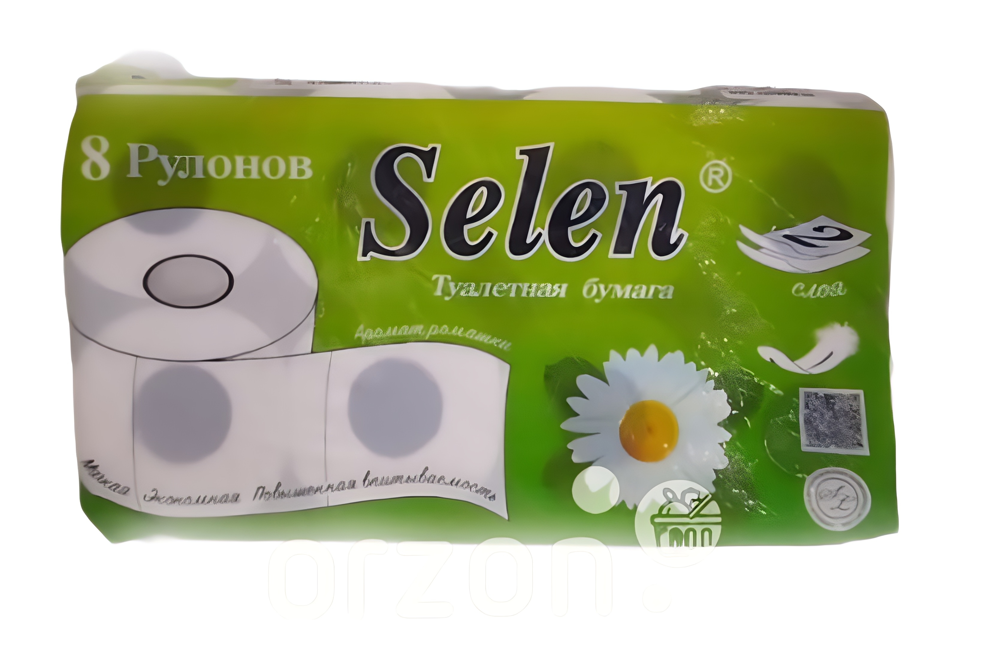 Туалетная бумага "Selen" Ромашка 2 слоя 8 рул от интернет магазина Orzon.uz