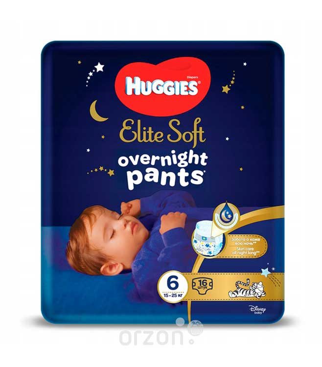 Подгузники-Трусики ночные "Huggies" Elite Soft 6 (15-25 кг) 16 шт