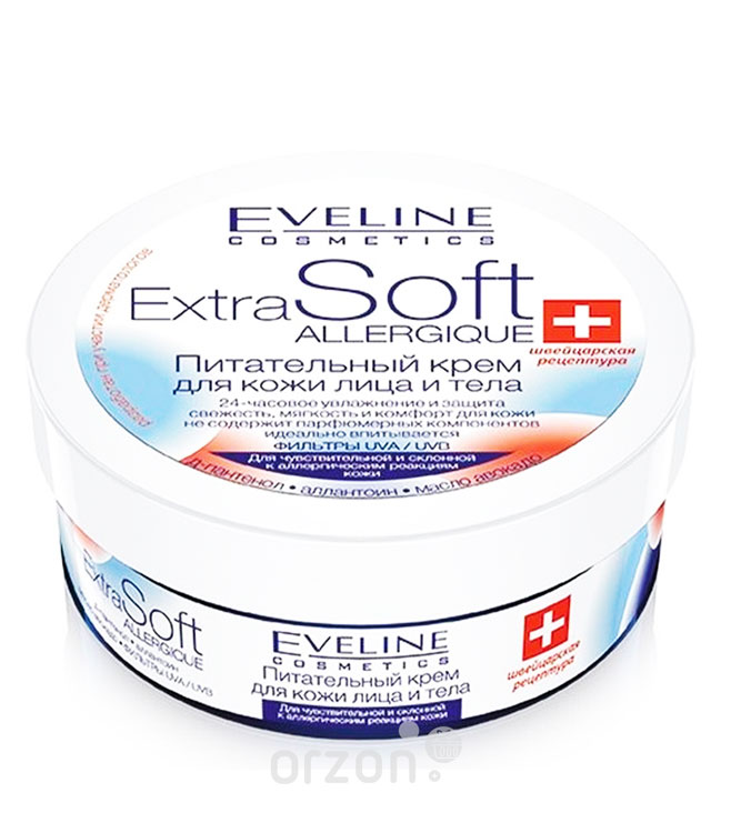 Крем "Eveline" Extra Soft питательный для кожи лица и тела Allergique 200 мл от интернет магазина Orzon.uz