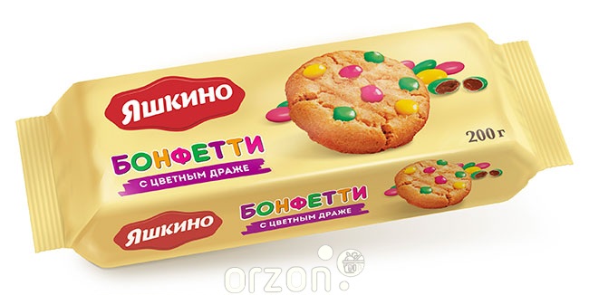 Печенье сдобное "Яшкино" Бонфетти с цветным драже  200 гр от интернет магазина орзон
