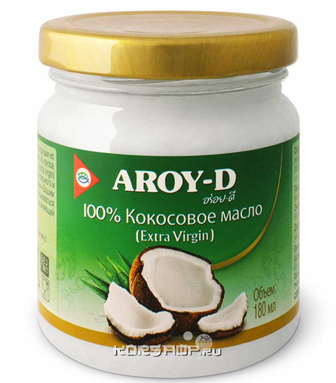 Кокосовое масло "Aroy-D" Extra Virgin с/б 180 мл