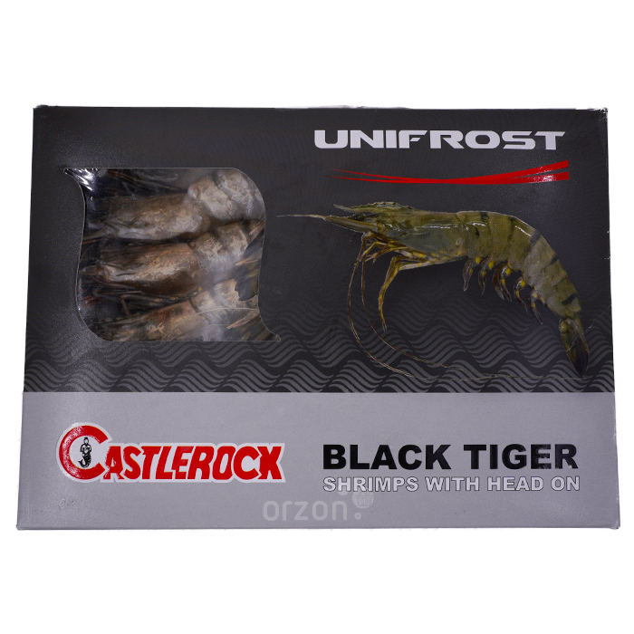 Креветки черные тигровые "Castlerock"  16/20 с головой в панцире 1 кг