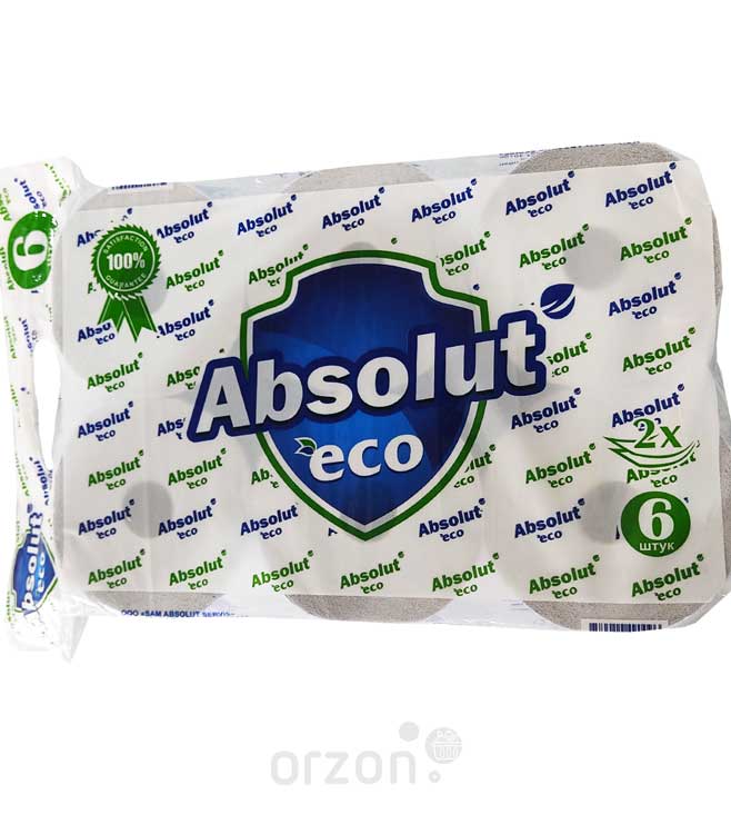 Туалетная бумага "Absolut" Eco (с втулкой) 2 слоя 6 рул от интернет магазина Orzon.uz