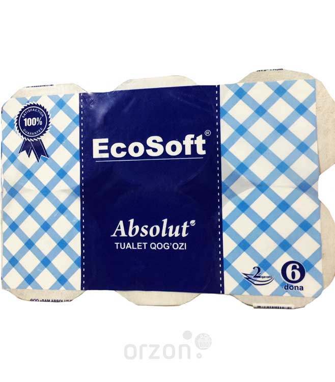 Туалетная бумага "Absolut" EcoSoft (Без втулки) 2 слоя 6 рул от интернет магазина Orzon.uz