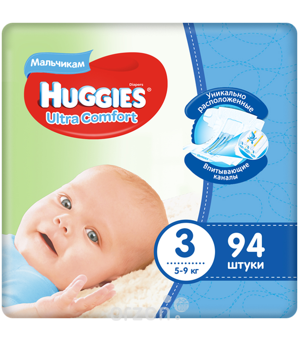 Подгузники "Huggies" Ultra Comfort для мальчиков 3 (5-9 кг) 94 шт