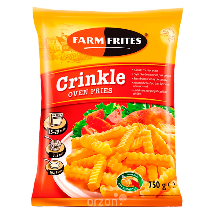 Картофель фри "Farm Frites" Crinkle oven fries волнистый Замороженные 750 гр