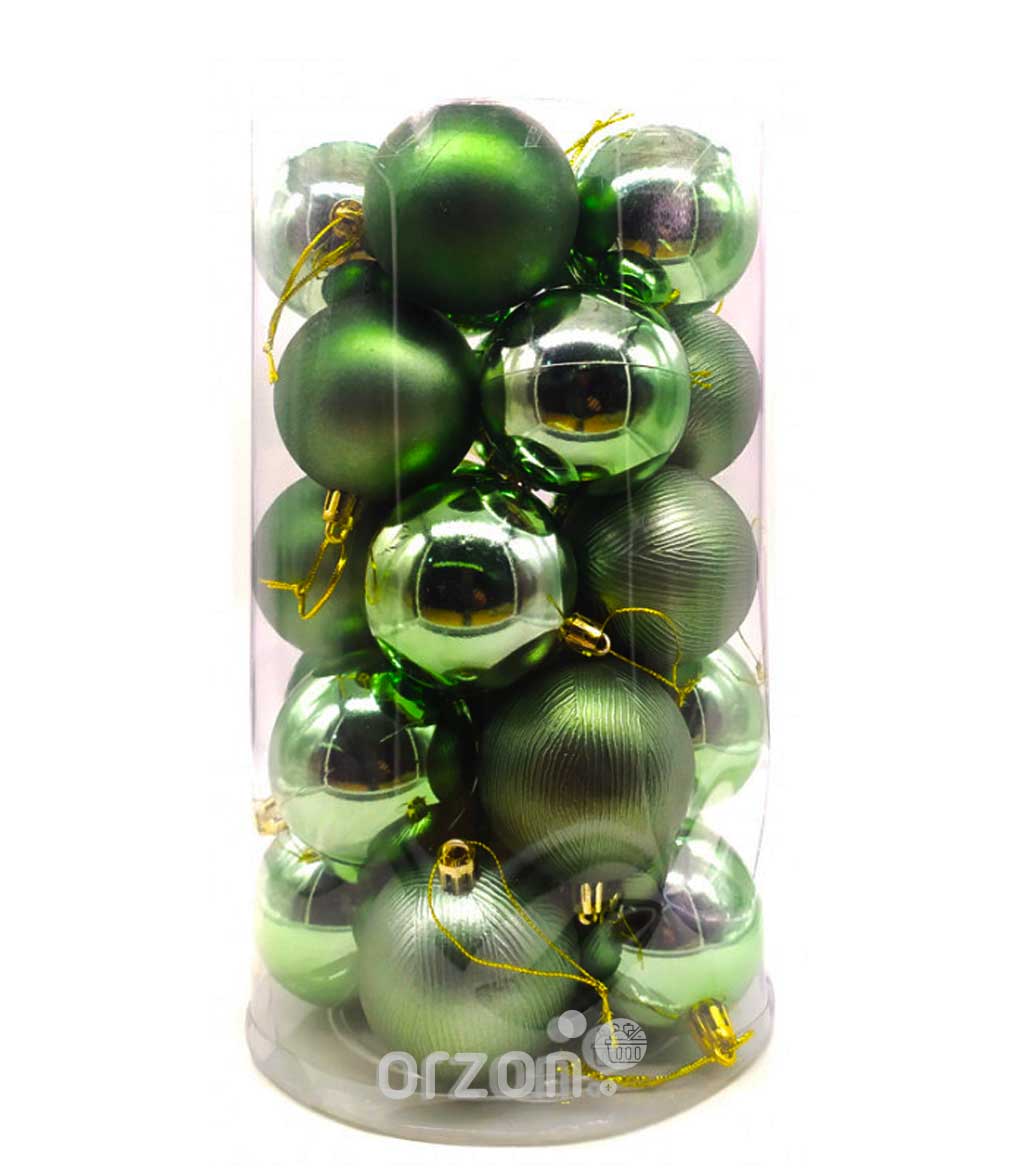 Игрушки на Ёлку (зелёные (3) мал. размер 25 игрушек от интернет магазина Orzon.uz