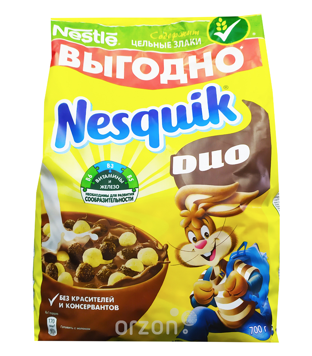 Готовый завтрак "NESQUIK" DUO шоколадные и молочные шарики м/у 700 гр с доставкой на дом | Orzon.uz