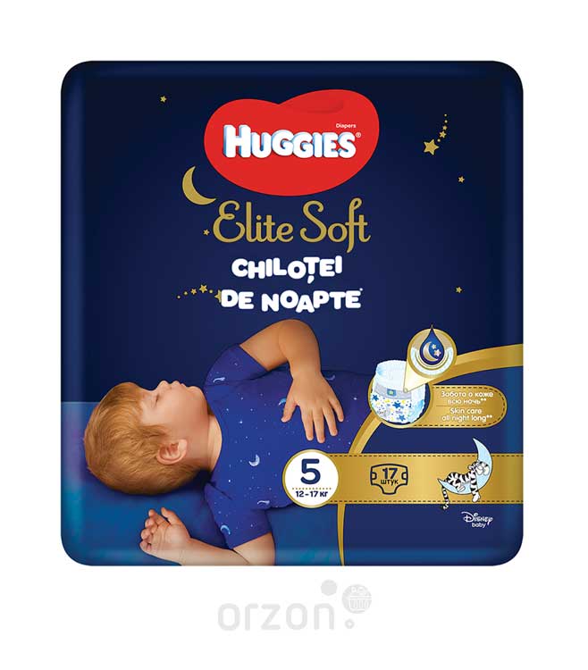 Подгузники-Трусики ночные "Huggies" Elite Soft 5 (12-17 кг) 17 dona