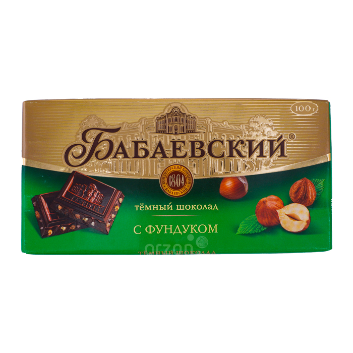 Шоколад плиточный "Бабаевский" Тёмный с фундуком 55,5% 100 гр