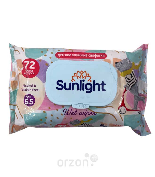 Детские влажные салфетки "Sunlight" Kids 72 шт от интернет магазина Orzon.uz