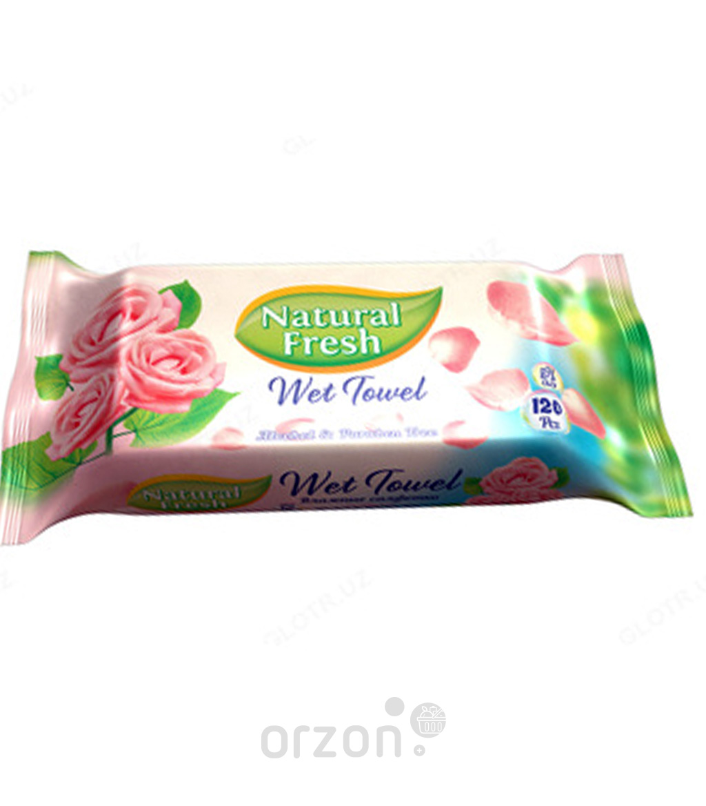 Влажные салфетки "Natural Fresh" Rose 120 dona