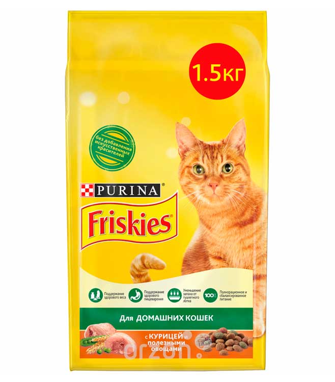Корм для кошек "FRISKIES" для домашних кошек Курица и Овощи 1,5 кг