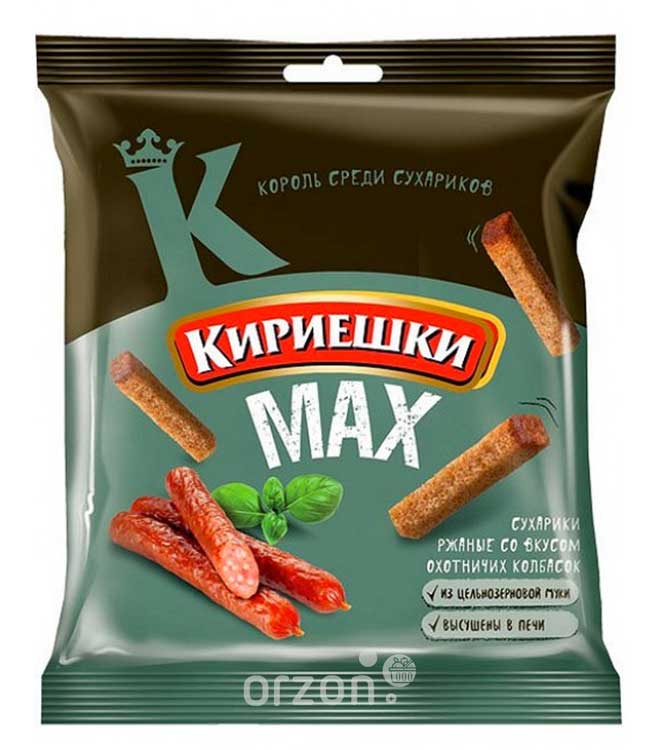 Сухарики "Кириешки" MAX Охотничие колбаски 40 гр от интернет магазина орзон