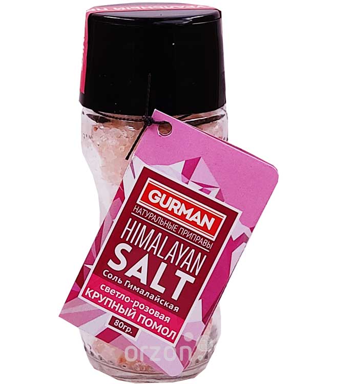 Гималайская соль "Gurman" светло-розовая крупная в мельнице 80 гр от интернет магазина орзон