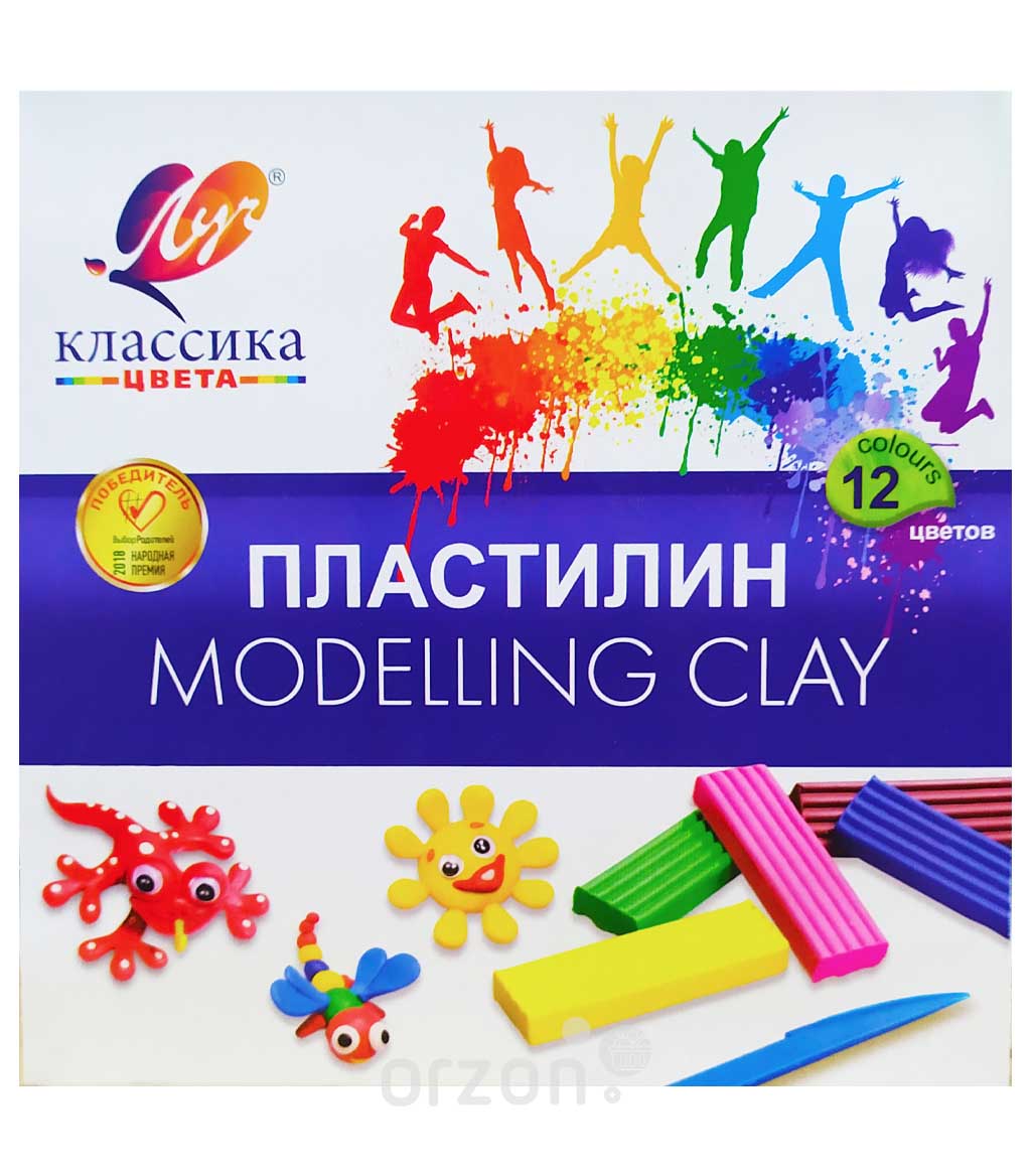 Пластилин "Луч" Классика цвета 12 цветов
