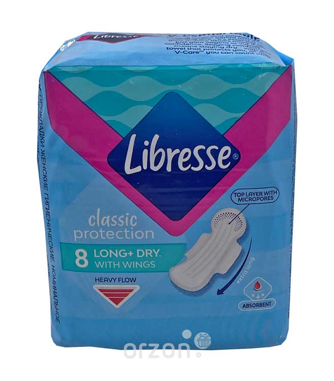 Прокладки "Libresse" Classic protection Long+Dry 8 шт от интернет магазина Orzon.uz