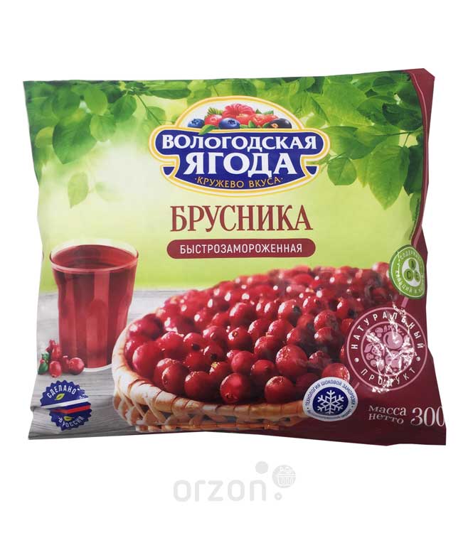 Брусника "Вологодская ягода" быстрозамороженная м/у 300 гр