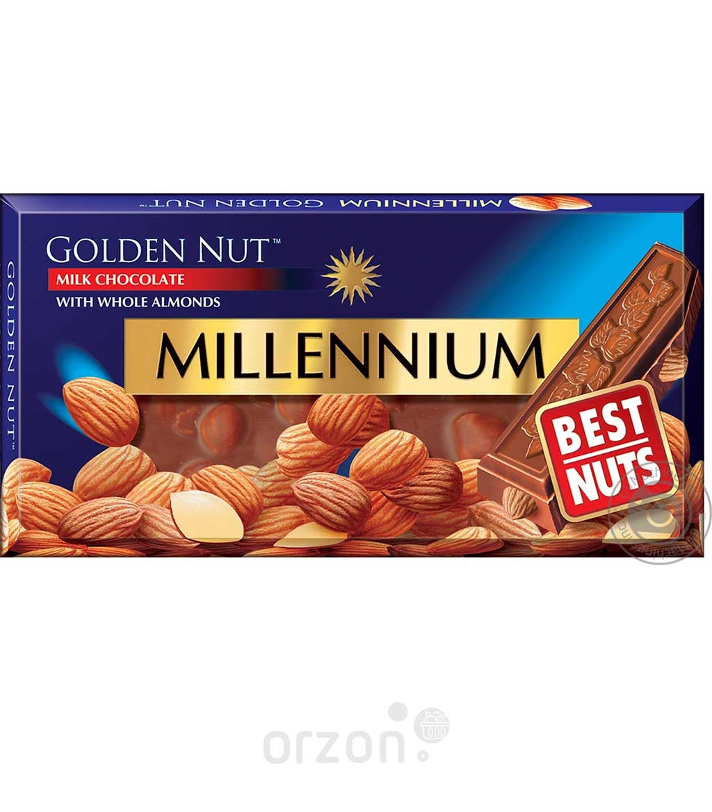 Шоколад плиточный "Millennium" Golden Nut Молочный с Миндалём 100 гр от интернет магазина орзон