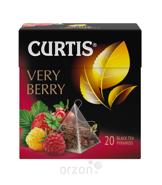 Чай черный "Curtis" Very Berry (клубника и малина, лепестками роз) 20 пирамидок от интернет магазина орзон