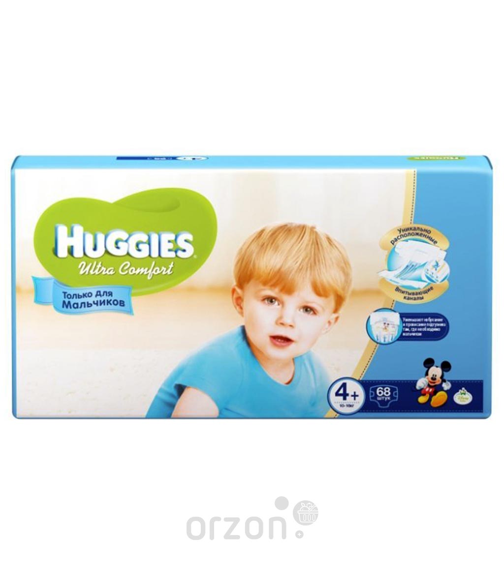 Подгузники "Huggies" Ultra Comfort для мальчиков 4+ (10-16 кг) 68 dona