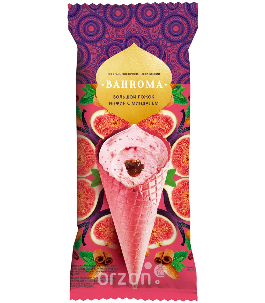 Мороженое Большой Рожок "Bahroma" Инжир с Миндалём 105 гр с доставкой на дом | Orzon.uz