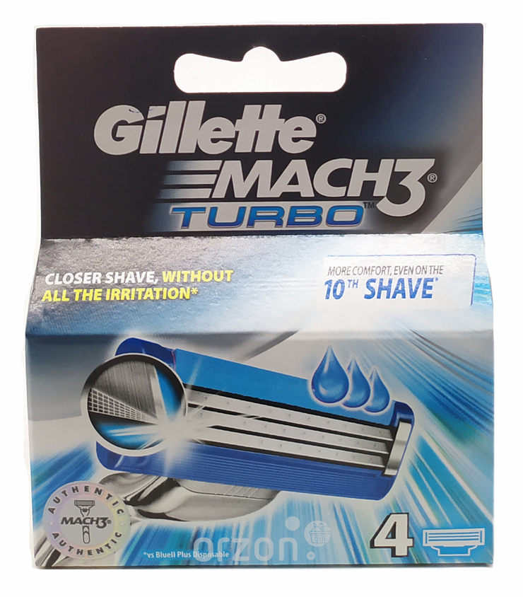Сменная кассета "Gillette" Mach 3 Turbo 4 шт от интернет магазина Orzon.uz