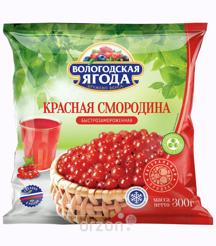 Красная смородина "Вологодская ягода" быстрозамороженная м/у 300 гр с доставкой на дом | Orzon.uz