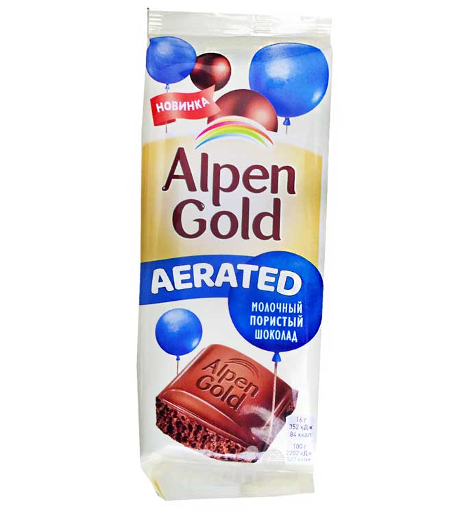 Шоколад плиточный пористый "Alpen Gold" Молочный 80 гр