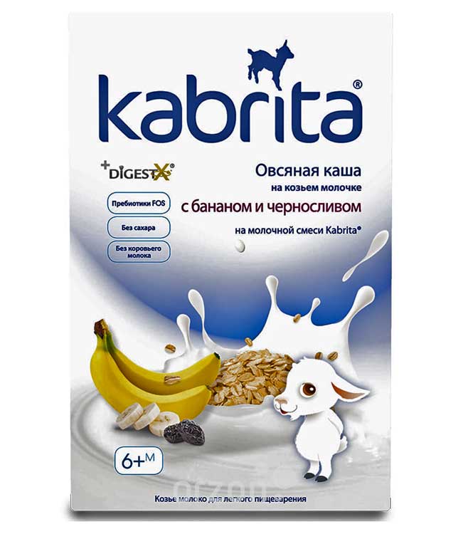 Каша на козьем молоке "Kabrita" Овсяная с бананом и черносливом  (6+) к/у 180 гр