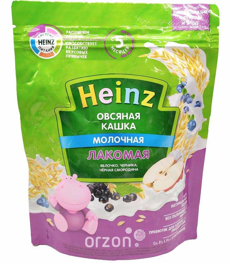 Каша молочная "Heinz" (Овсяная) Лакомая Яблоко Черника Черная Смородина (5+) м/у 170 гр