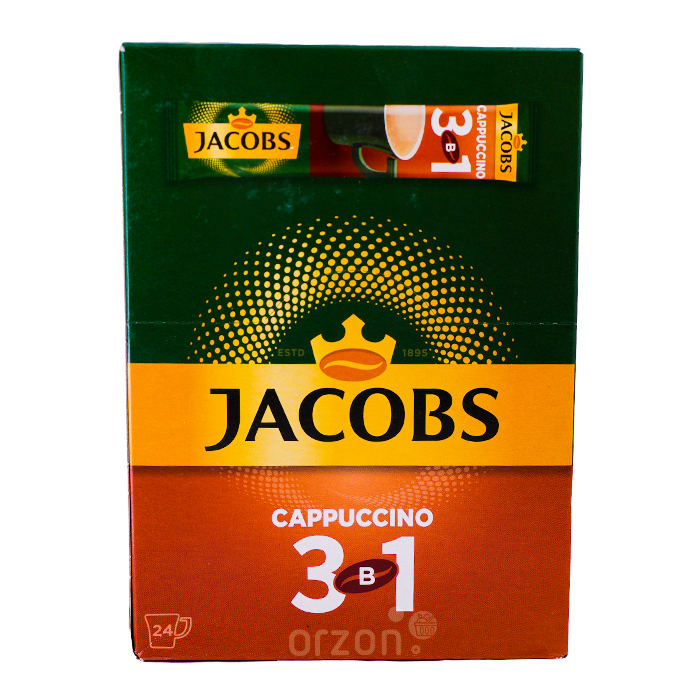 Кофе "Jacobs" 3в1 Cappuccino (12.5 гр х 24 dona) 1 уп от интернет магазина орзон