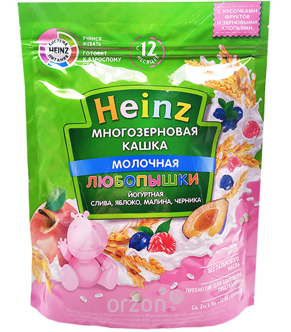 Каша молочная "Heinz" (Многозерновая) Йогуртная Слива Яблоко Малина Черника (12+) м/у 200 гр