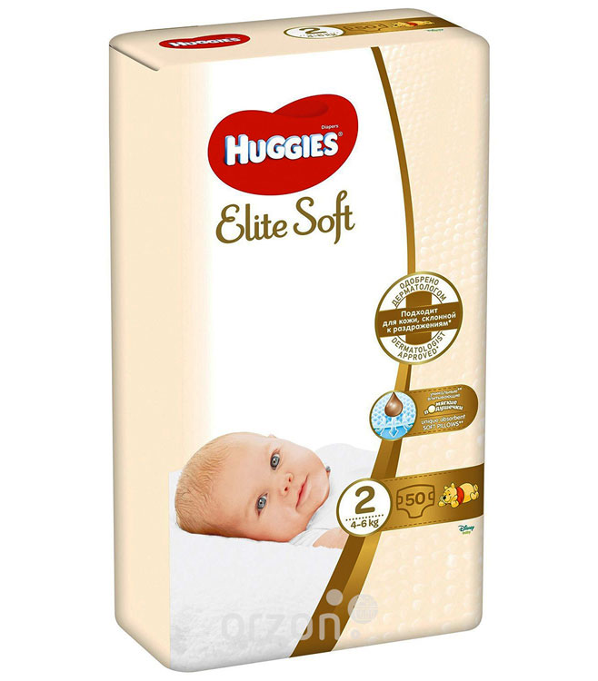 Подгузники "Huggies" Elite Soft 2 (4-6 кг) 50 шт