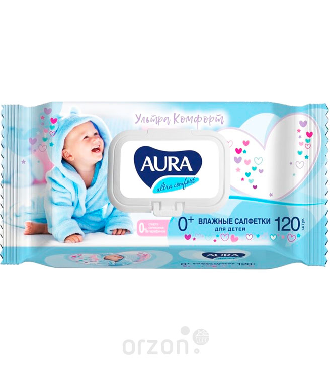Влажные салфетки "Aura" Ultra Comfort (0+) 120 dona
