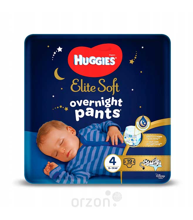 Подгузники-Трусики ночные "Huggies" Elite Soft 4 (9-14 кг) 19 dona