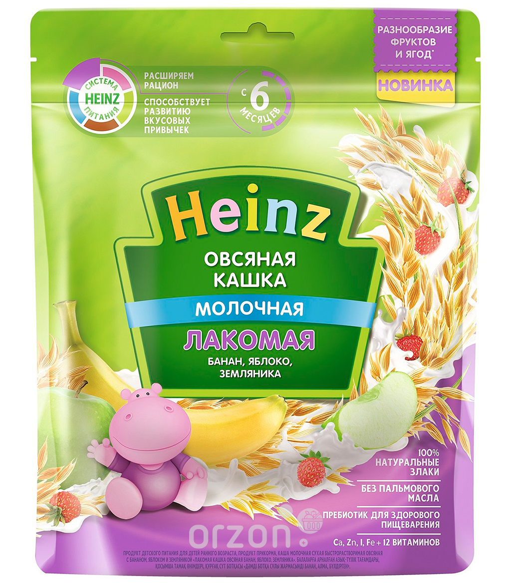 Каша молочная "Heinz" (Овсяная) Банан Яблоко Земляника (6+) м/у 170 гр