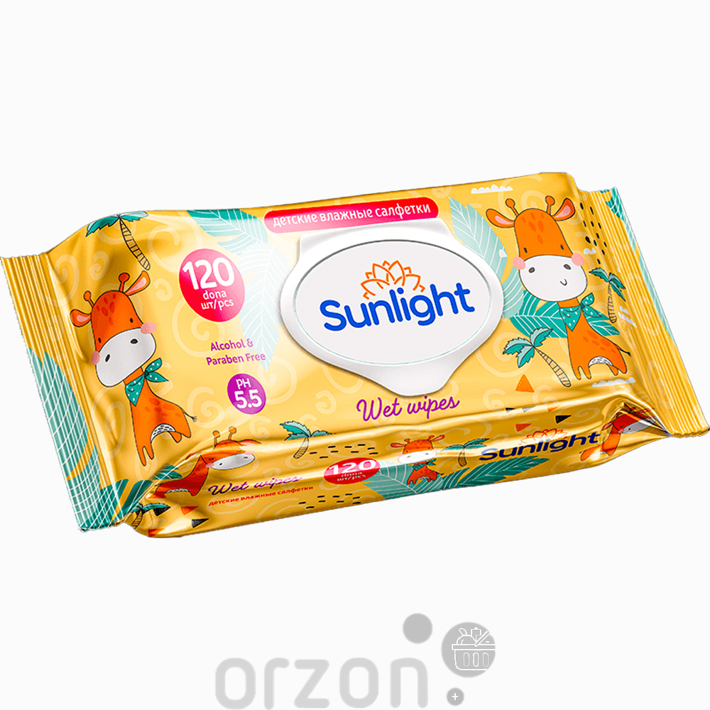 Детские влажные салфетки "Sunlight" 120 шт от интернет магазина Orzon.uz