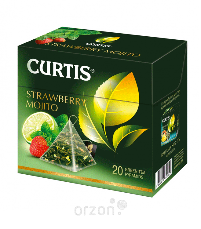 Чай зеленый "Curtis" Strawberry Mojito 20 пирамидок от интернет магазина орзон