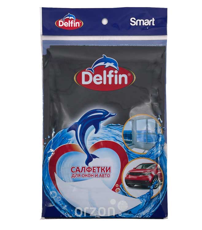 Универсальная салфетка "Delfin" Smart для окон и авто (чёрная) 1 шт