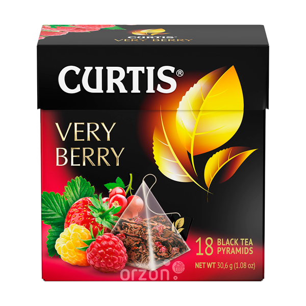 Чай черный "Curtis" Very Berry (клубника и малина, лепестками роз) 18 пирамидок от интернет магазина орзон