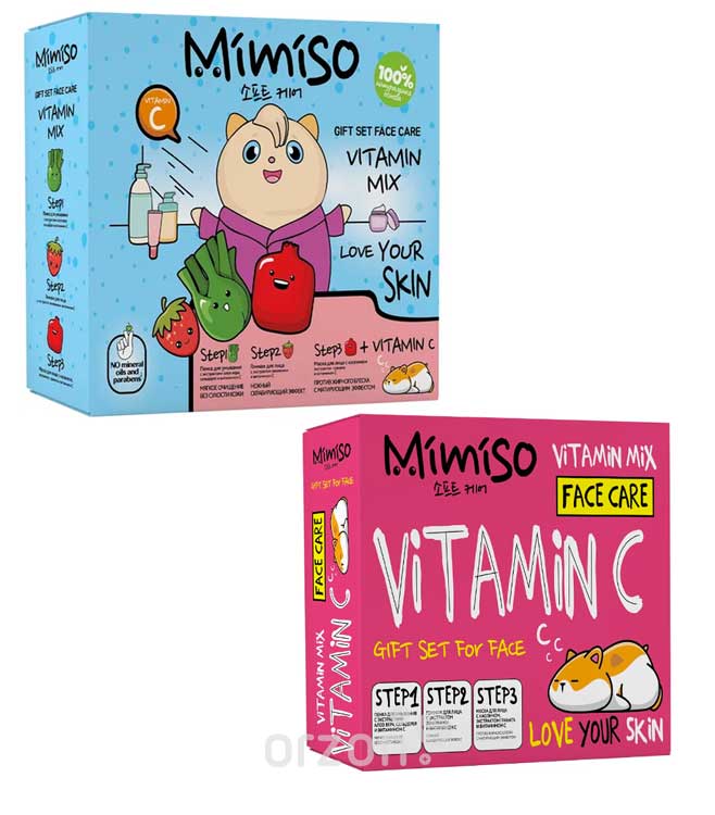 Подарочный набор "Mimiso" Vitamin Mix Гоммаж для лица, пенка для умывания,маска для лица 3х100 мл