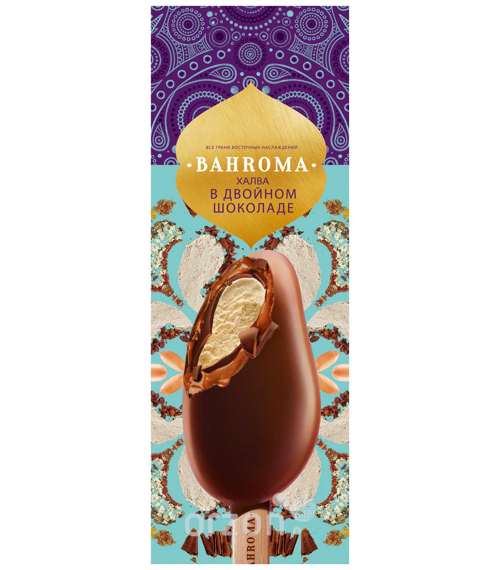 Мороженое "Bahroma" Халва в двойном шоколаде к/у 75 гр с доставкой на дом | Orzon.uz