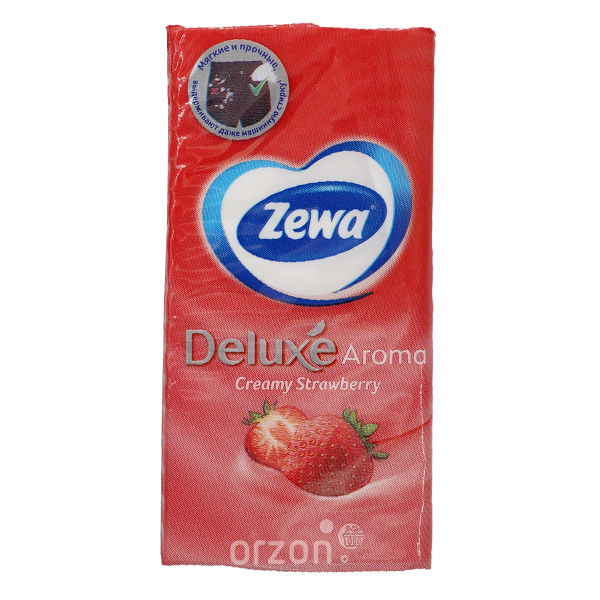 Носовые платочки Zewa" Delux 3 слоя Клубника 10 шт от интернет магазина Orzon.uz