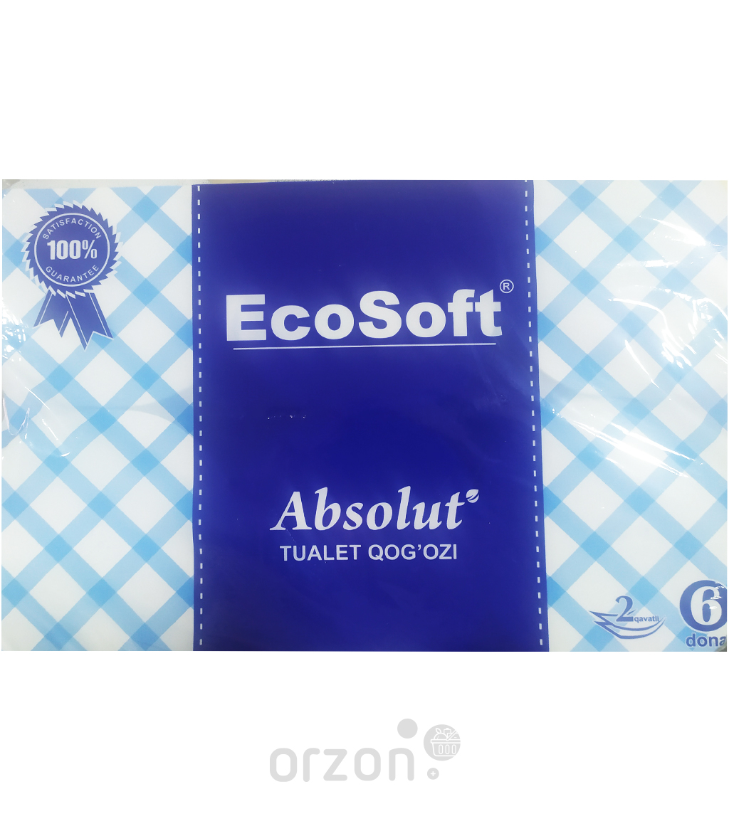 Туалетная бумага "Absolut" EcoSoft 100% целлюлоза 2 слоя 6 рул от интернет магазина Orzon.uz
